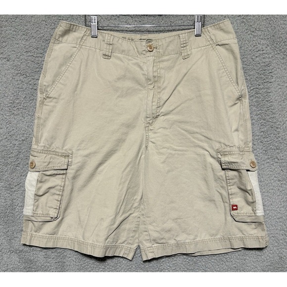Tony Hawk Active Skater Beige 100% Cotton Cargo Shorts Mens Size 36 Actual 37.5 - Picture 1 of 10